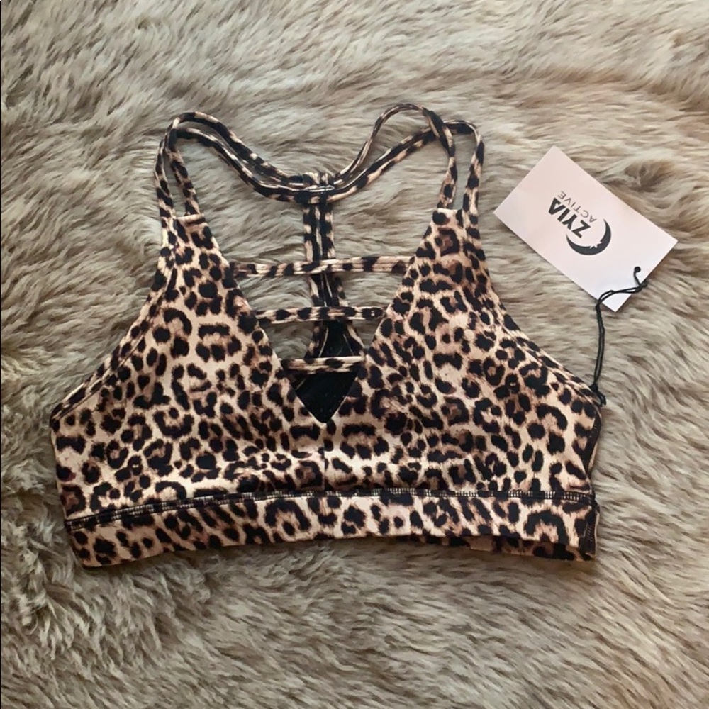 Leopard grid bra